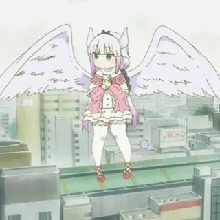 🍥 Kanna Kamui Miss Kobayashi's Dragon Maid Kanna Kamui, Miss Kobayashi's Dragon Maid, Anime, Cartoon, Charakter, Drache, Flügel whatsapp sticker