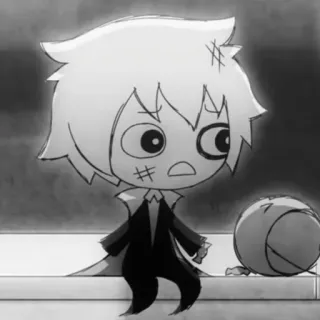 🖤 adesivo, desenho animado, personagem, escala de cinza, triste telegram sticker