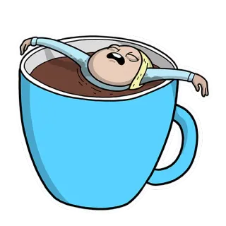 ☕️ femme, café, détente, dessin animé, tasse, boisson, fatigué(e), humour telegram sticker