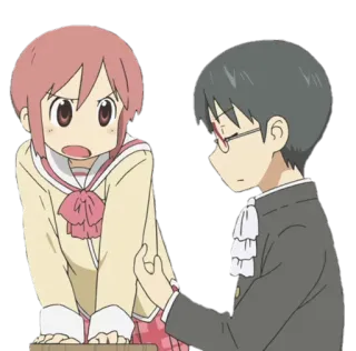 👩 Nichijou Anime, Scuola, Cartoni animati, Nichijou, Hakase, Nano telegram sticker