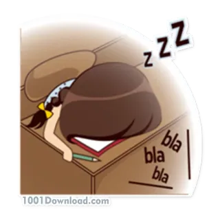💤 bla bla sleepy, tired, bored, desk, student, zzz telegram sticker