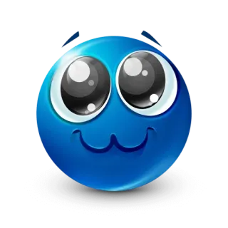 🥺 lindo, dibujos animados, azul, cara, mascota whatsapp sticker