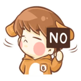 😞 NO não, rejeição, negação, fofo, desenho animado, personagem telegram sticker