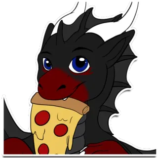 🍕 มังกร, พิซซ่า, การ์ตูน, สัตว์, อาหาร, แฟนตาซี, น่ารัก whatsapp sticker