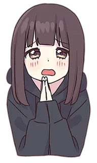🙏 anime, pleading, chibi, sad, cute, girl, cartoon telegram sticker