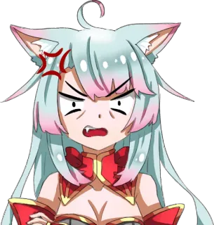 😡 애니메이션, 고양이 소녀, 화난, 귀여운, 만화 telegram sticker