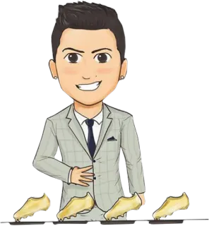 👑 Cristiano Ronaldo foot, football, sport, athlète, dessin animé whatsapp sticker