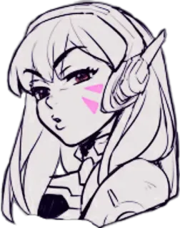 🙄 D.Va Overwatch D.Va, Overwatch, Gamer, Karakter, Video game, Fan art telegram sticker
