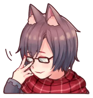 😏 anime, cat ears, cute, glasses, scarf, boy telegram sticker