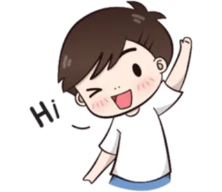 🙋 Hi saudação, amigável, desenho animado, menino, acenando telegram sticker