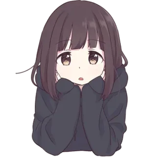 🤔 Anime, Dessin animé, Fille, Mignon, Sweat à capuche telegram sticker