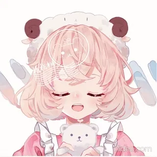 ✨ Ragazza anime, Pecora, Carino, Capelli rosa, Orsacchiotto, Cartone animato telegram sticker