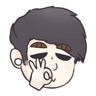 👌 character, cartoon, sticker, ok, gesture, brown hair, anime telegram sticker
