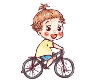 🏍 cartoon, girl, bike, cycling, child telegram sticker