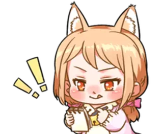 👍 Anime, Chibi, Orecchie da volpe, Kawaii, Scrittura, Quaderno whatsapp sticker