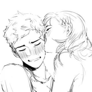 😘 поцелуй, романтика, нежность, рисунок, аниме telegram sticker