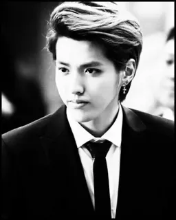 ➿ Kris Wu Kris Wu, Attore, Cantante, Celebrità, Bianco e nero, Ritratto telegram sticker