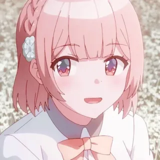 😃 anime, cô gái, dễ thương, tóc hồng, hoạt hình, cười telegram sticker