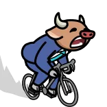 🚴 toro, empresario, ciclismo, deportes, dibujos animados, bicicleta, transporte telegram sticker