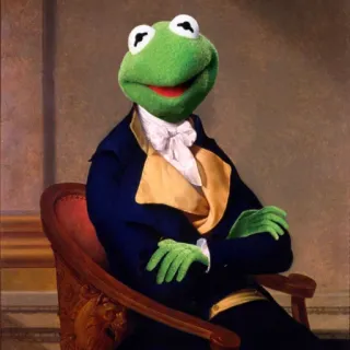 😃 Kermit the Frog Kermit, frog, portrait, muppet, formal, frog telegram sticker