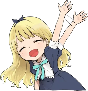 👋 Kreskówka, Anime, Dziewczyna, Słodkie, Szczęśliwy, Radosny whatsapp sticker