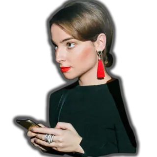 👠 femme, rouge à lèvres rouge, portrait, mode, boucles d'oreilles, smartphone whatsapp sticker