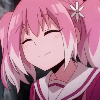 😊 Anime, rosa Haare, Cartoon, lächelnd telegram sticker