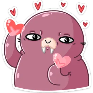 ❤️ foca, corazón, lindo, amor, dibujo animado, animal, morsa, emoji telegram sticker