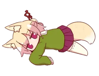 😪 Anime, Manga, Mignon, Chibi, Oreilles d'animaux, Renard, Dessin animé telegram sticker