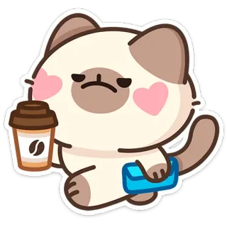 ☕️ chat, café, mignon, sticker, dessin animé, animal telegram sticker
