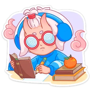 🤓 dessin animé, lecture, étude, animé, livres, lunettes whatsapp sticker