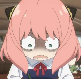 😰 Anya Forger Spy x Family Anime, Chica, Mono, Divertido, Personaje, Expresión, Asustado telegram sticker
