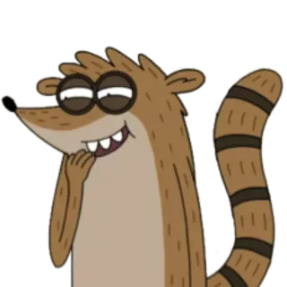 😁 Rigby Regular Show kreskówka, zwierzę, szop, Rigby, Zwyczajny serial telegram sticker