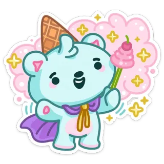 🤩 bear, cute, kawaii, ice cream cone, candy, sticker telegram sticker
