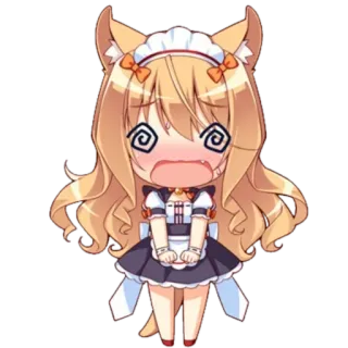 😵 Anime, Carino, Nekomimi, Maid, Confuso/a, Manga, Kawaii telegram sticker