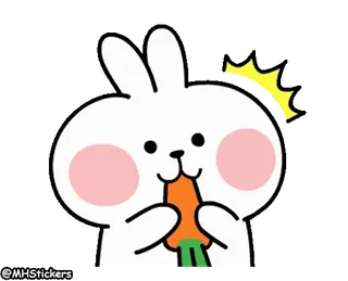 😋 coelho, cenoura, fofo, animal, desenho animado, feliz whatsapp sticker