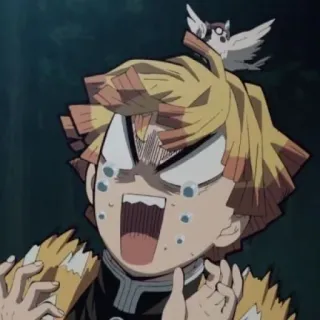 😰 Zenitsu Agatsuma Demon Slayer anime, manga, demon slayer, zenitsu, crying, funny, scared whatsapp sticker