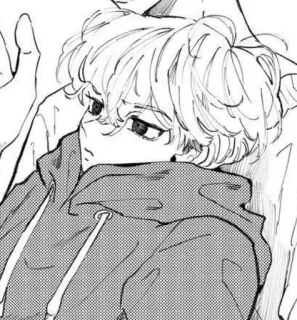 😕 Anime, Manga, Anak laki-laki, Hoodie, Monokrom telegram sticker