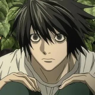 🍎 L Lawliet Death Note Anime, Death Note, Detetive, Intelectual, Mangá, L Lawliet telegram sticker
