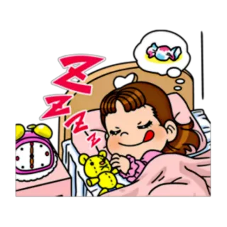 💤 ZZZ сон, мечта, мультфильм, девочка, кровать, плюшевый мишка, zzz, часы whatsapp sticker
