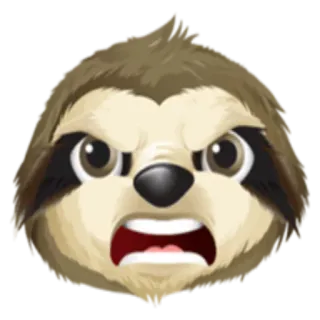 😡 preguiça, bravo, animal, desenho animado, rosto, emoji whatsapp sticker