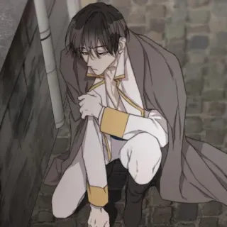 🌝 anime, manga, sad, melancholy, character, man whatsapp sticker