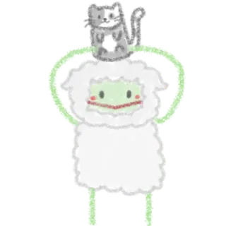 🐑 monstro, gato, fofo, desenho animado, fantasia, caprichoso, animal telegram sticker