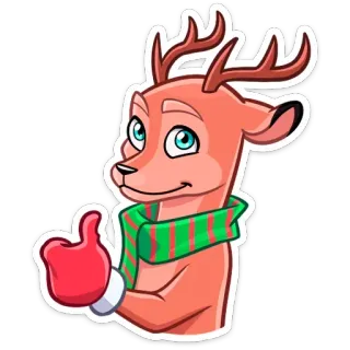 👍 トナカイ, いいね, クリスマス, マフラー, 漫画, 冬, ホリデー telegram sticker