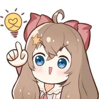 😯 Anime, Lâmpada, Coração, Ideia, Desenho animado, Garota, Fofo telegram sticker