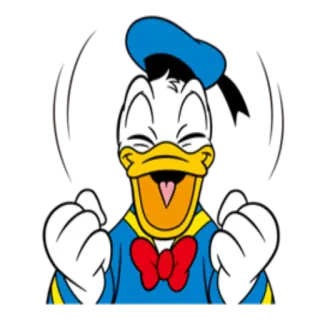 😄 Donald Duck Vịt Donald, Disney, Hoạt hình, Phấn khích, Vui vẻ telegram sticker