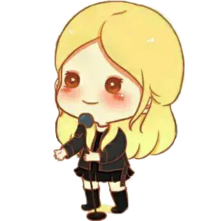 🎤 чиби, певец, микрофон, милый, блондинка, каваий telegram sticker