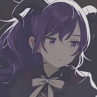 🔮 动漫, 女孩, 恶魔, 角, 紫发 telegram sticker