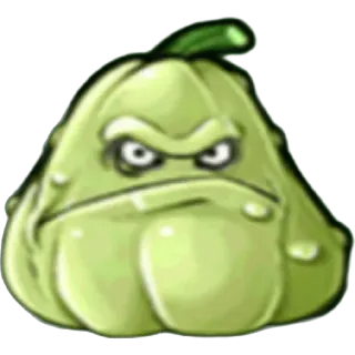 🍆 squash, vegetable, angry, cartoon, plants vs zombies whatsapp sticker