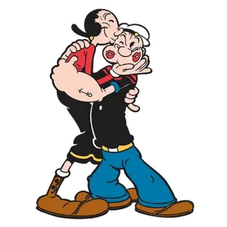 😘 Popeye Popeye, Olívia Palito, desenho animado, beijo, amor, personagem whatsapp sticker